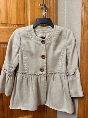 J. Crew Beige Linen Buttoned Jacket